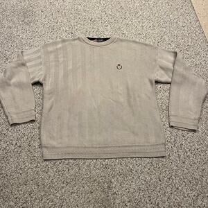 Chaps Ralph Lauren Hand Framed Knit Sweater XL Beige Preppy Old Money Classic